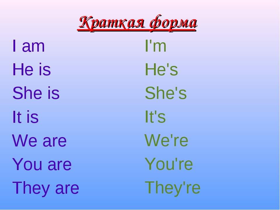 Напишите полные и сокращенные. Формы глагола в английском am, is, are. Краткие формы глагола to be в английском. Глагол to be в английском языке отрицательная форма. Форма глагола am is are.