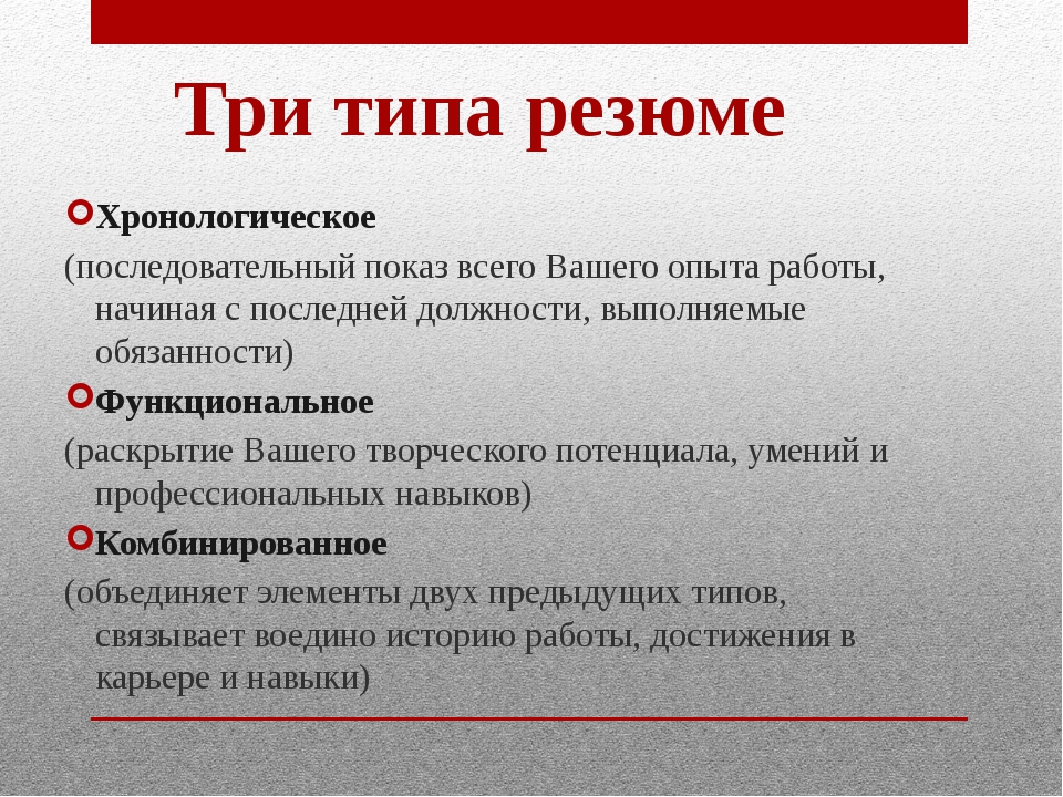 Виды резюме. Резюме презентация. Какие существуют виды резюме. Основные правила составления резюме.