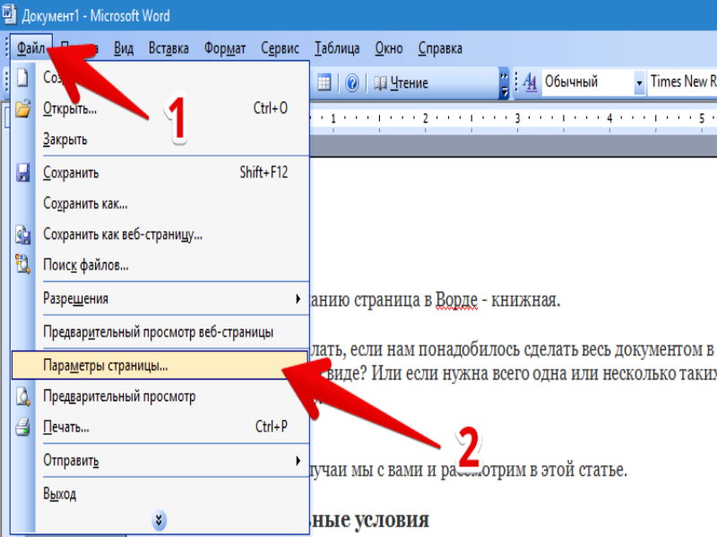 Word перевод. Альбомная ориентация в Ворде 2003. Альбомная ориентация одной страницы Word 2003. Альбомный лист в Ворде 2003. Как сделать страницы в Word.