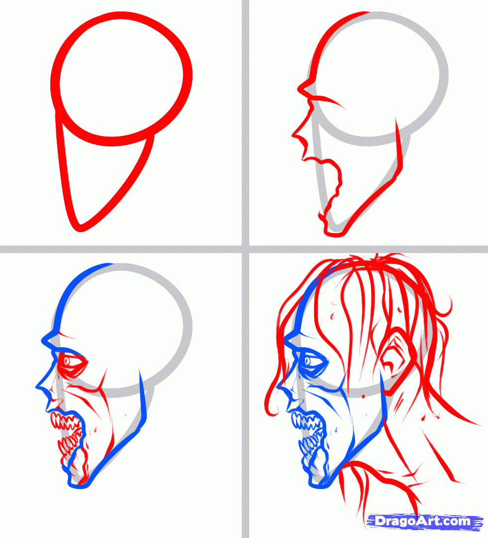 Поэтапное рисование зомби