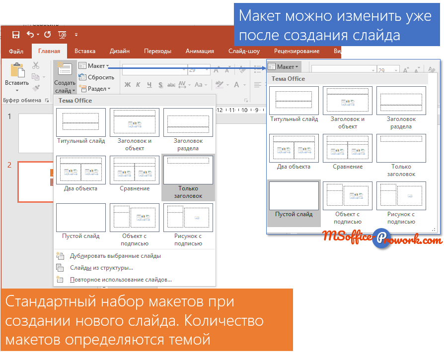 Как изменить макет презентации