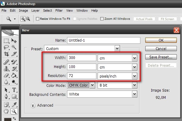 Размеры в фотошопе