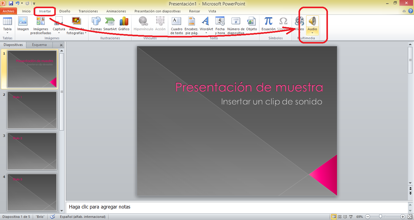 Insertar música en power point