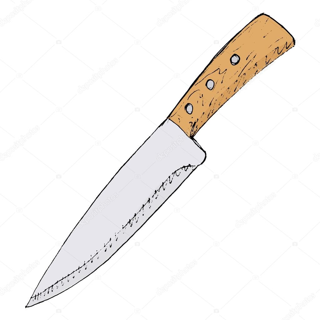 Нож нарисованный на белом фоне