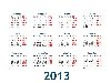 Календарь 2013 в виде простой сетки, А4, горизонтальная ориентация