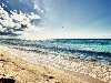 ... побережье, пляж, море, волны, небо, солнце, настроение, фон 1280x1024.
