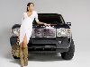 Чёрный Land Rover Range-Rover и девушка в белом платье, Land Rover