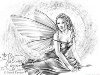 Эффектная девушка с крыльями нарисованная простым карандашом на бумаге, ...