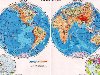 Большая подробная физическая карта мира. Физическая карта мира по полушариям ...