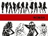 Женские черно-белые силуэты. Vector woman 2 eps + preview | 11.27 Mb