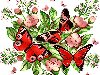 бесплатная схема для вышивания крестом бабочки и цветы