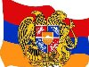 Статуя композитора Арама Хачатуряна. Изображение Герб и Флаг Армении.