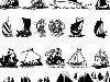 Нарисованные пиратские корабли - клипарт на белом фоне и в векторе
