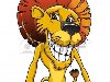 Симпатичный улыбающийся лев в мультяшном стиле талисман для дизайна Фото со ...