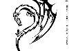 Качественный черно-белый эскиз, изображение дракона.
