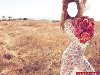Шаблон для фотошоп - Девушка с букетом роз