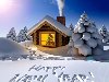Картинка, праздник, новый год, зима, домик, снег, сугробы, елки