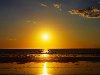 Широкоформатные обои Оранжевое солнце, Красивый закат на берегу моря