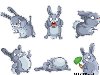 Векторные клипарты Кролик, мультяшный смешной эмоциональный кролик заяц.