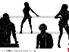 Черные фигуры DJu0026#39;ев и танцовщиц на белом фоне, иллюстрация № 427508 (c