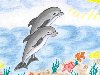 Детский рисунок: дельфины (лено4ка, , 9 лет, москва)