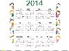 Простой и красочный календарь на 2014 год с счастливыми детьми.