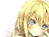 Описание: Блондинка-анимэ с огромными голубыми глазами и цветком в волосах ...