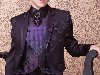 ... Чёрный красивый костюм-тройка (с фиолетовым жилетом) + рубашка + галстук ...