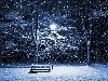Обои - Зима - Ночь, фонарь, скамейка - 1280x1024