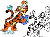 Нарисованные тигры. Скачать раскраску бесплатно