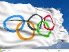 Олимпийский флаг развевая на ветре. MR: NO; PR: NO