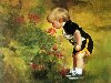 Фото детей. Спящий карапуз Девочка за деревом Малыш нюхает цветочки