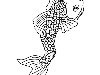 Качественный черно-белый эскиз, рисунок рыбы.