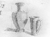 Гипсовая ваза с чашкой. Анна Нижегородцева, карандаш, 40х30 см
