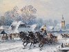 Wladyslaw Chmielinski, зимняя деревня, тройка лошадей