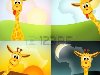 Жираф с формой Африки - утро, день, вечер и ночь - растровые иллюстрации ...