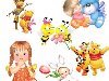 Красивая коллекция детского клипара: зайки-дети, пчелки, герои мультиков ...
