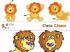 Милые нарисованные львы - векторный клипарт. Cute Lions