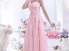 А-силуэт C узком помочами Средний шлейф Шифон Розовое Вечернее платье F22324