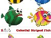 Цветные нарисованные рыбки вектор. Colorful Striped Fish Vector