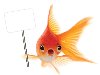 Рыба держит плакат с открытым ртом