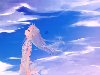 Аниме обои картинки Девушка из аниме Невиданный цветок смотрит на небо