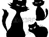 Кошки, три монохромных черные силуэты с белыми глазами Фото со стока - ...
