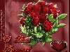 С днем рождения Красивый букет красных роз, бардовое сердце с блестящими ...
