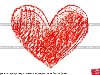Красное сердце, нарисованное карандашом на белом фоне