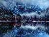 Обои картинки фото зима, озеро, снег, туман, горы на рабочий стол скачать