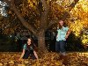 Дети играют и бросать листья в Осенний лес в осень Фото со стока - 13102584