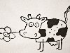 Эту корову, нарисованную на стене, зовут Федя.