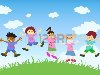 счастливые дети прыгают выше травы Фото со стока - 10419630
