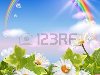 Небо, цветы, облака, радуга и солнце Фото со стока - 13167442